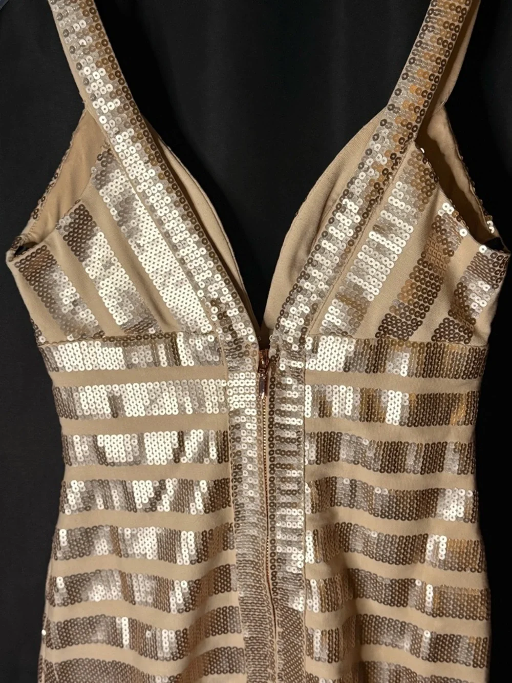 Galen Schwartz PRIVE Sequin V-Neck Dress in Champagne —#125 - Picture 9 of 12